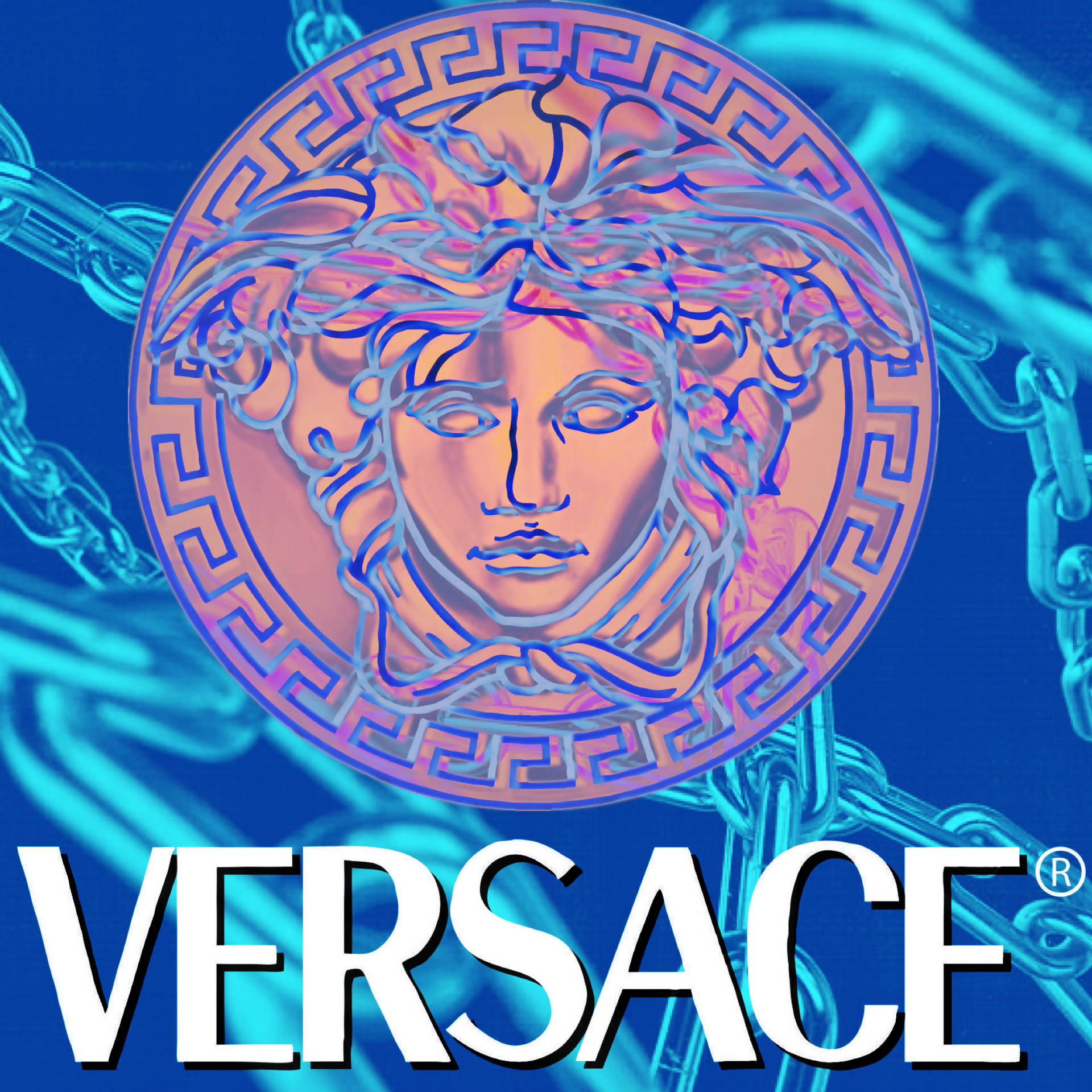 Versace Logo Gold And Water Edition Background