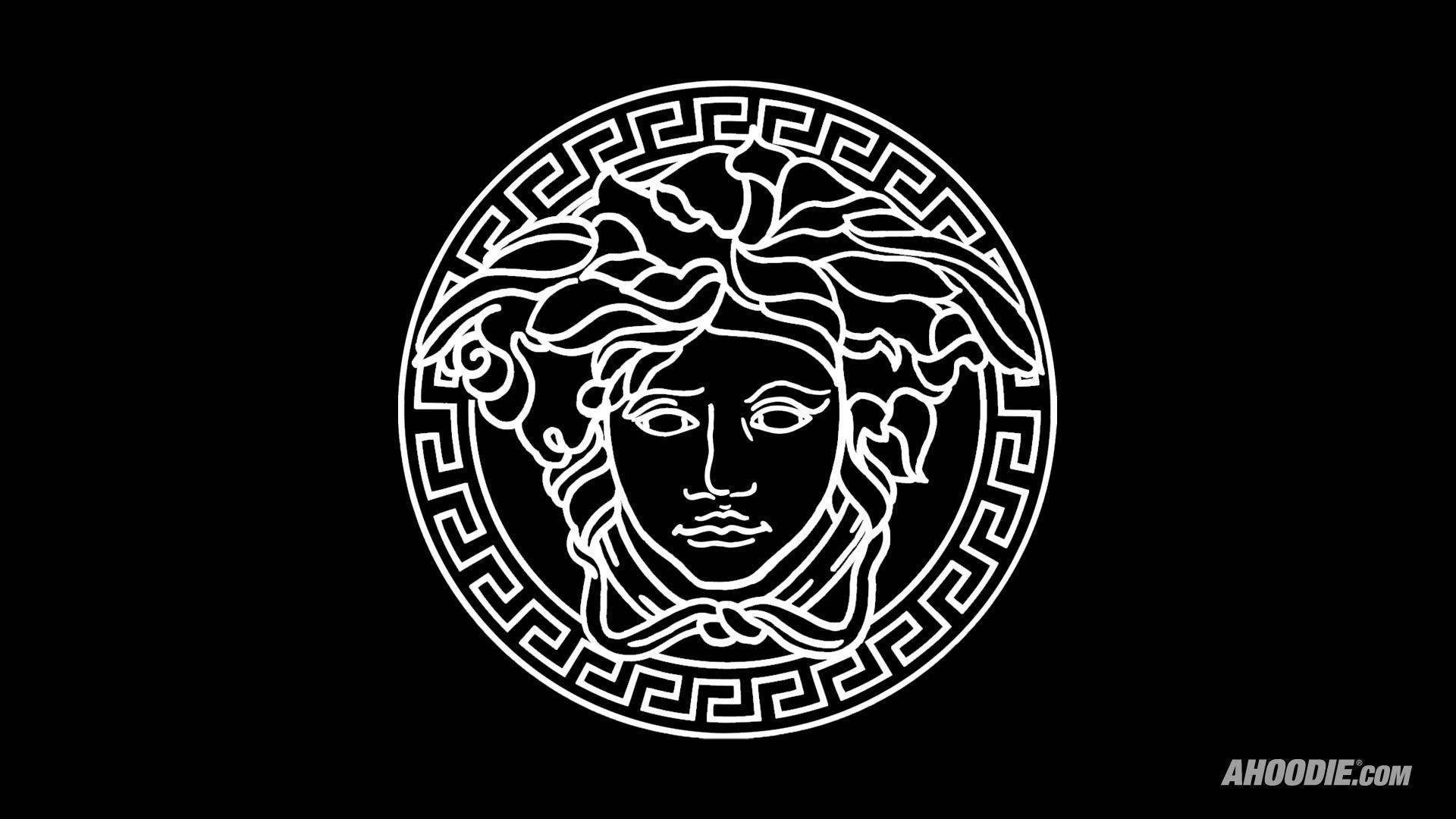 Versace Logo White Line Design Background