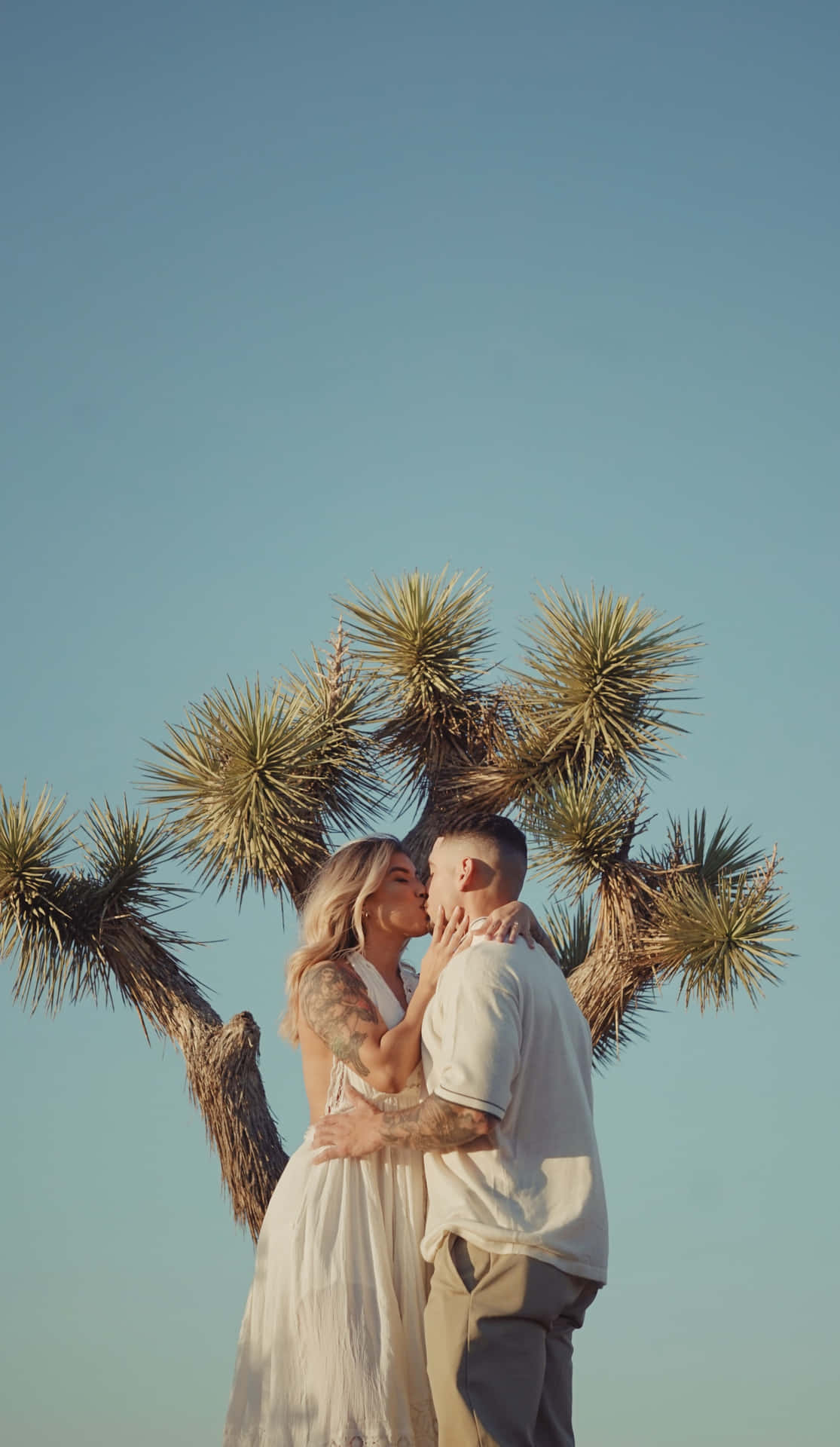 Vertical Couple Photo Kissing Their Lips