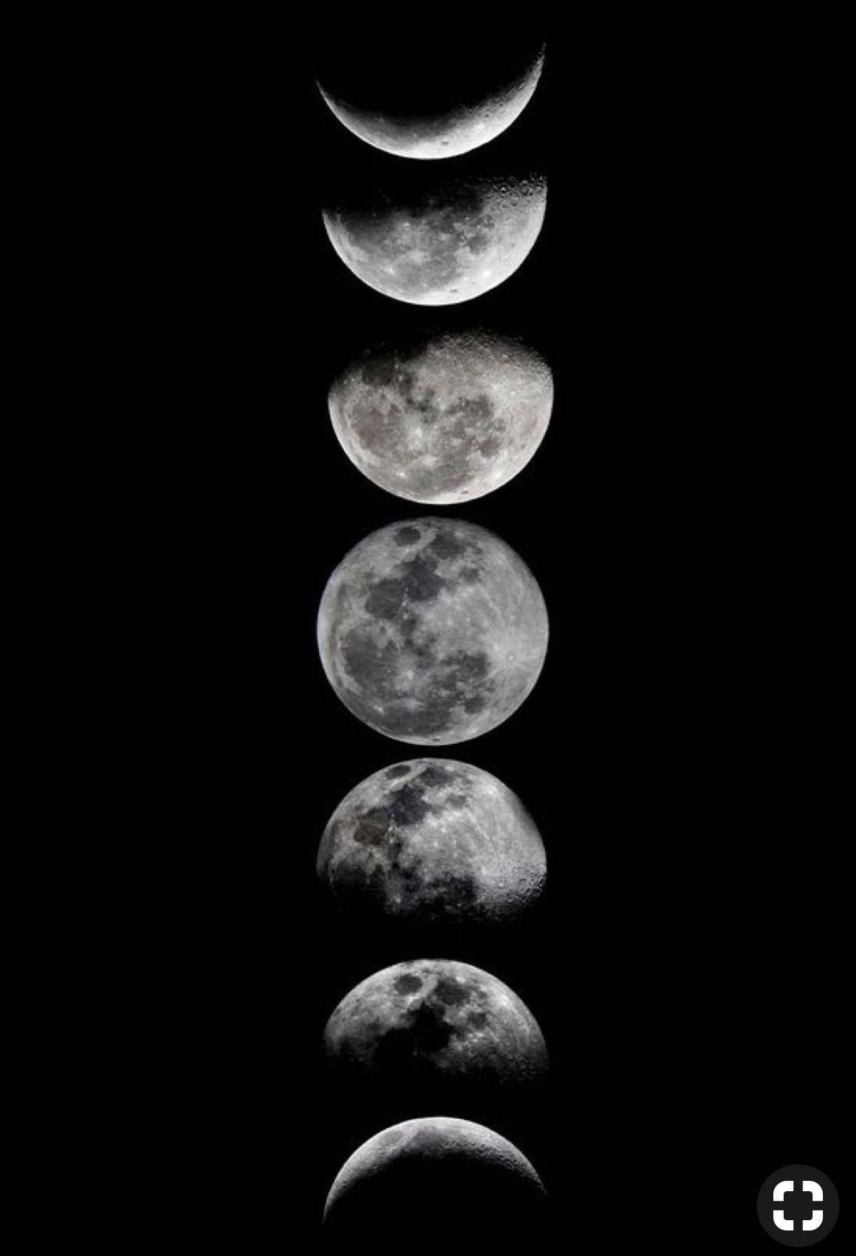 Vertical Moon Phases In Black Background