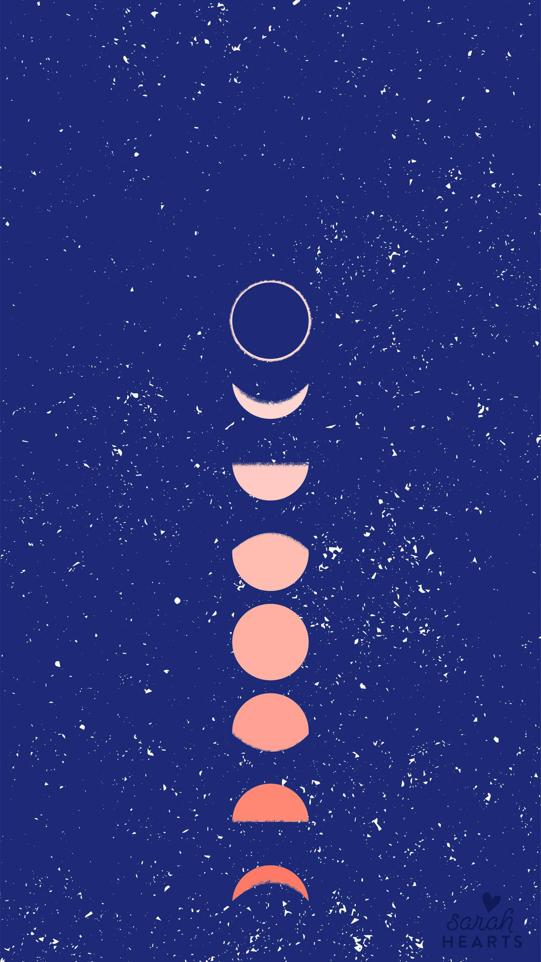 Vertical Moon Phases In Navy Blue Background