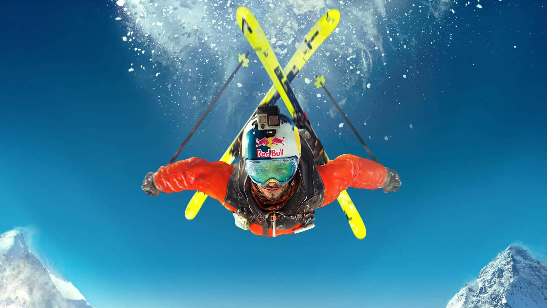 Vertical Steep Skiing Stunt Background