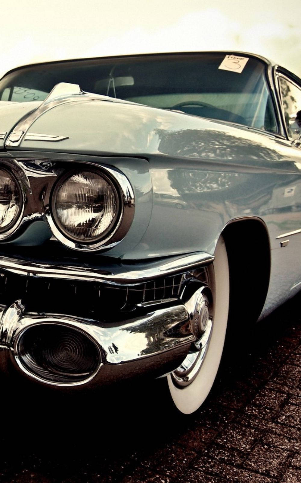 Vertical Vintage Blue Cadillac