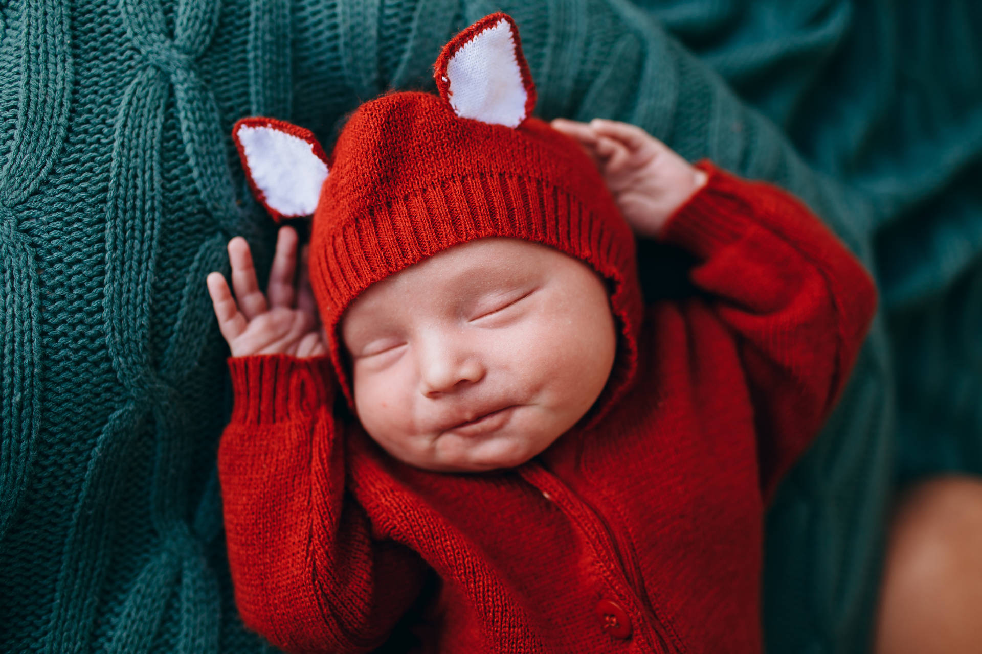 Very Cute Baby Fox Red Costume Background