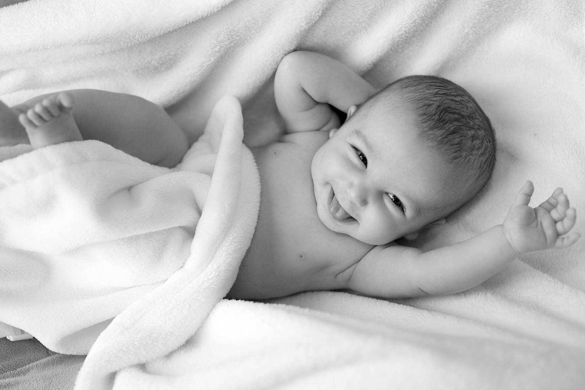 Very Cute Baby Grayscale Background