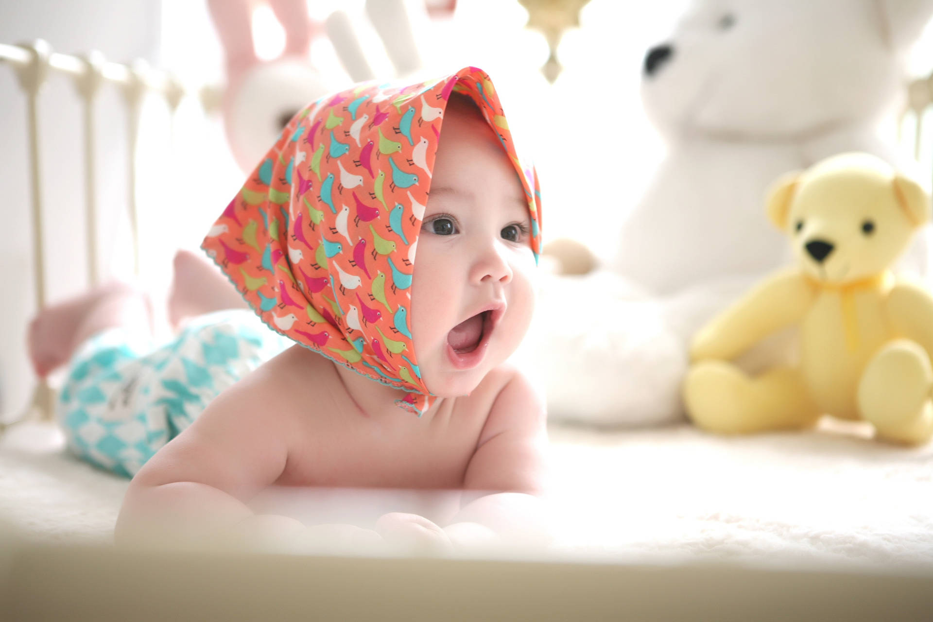 Very Cute Baby Wearing Bandana Background