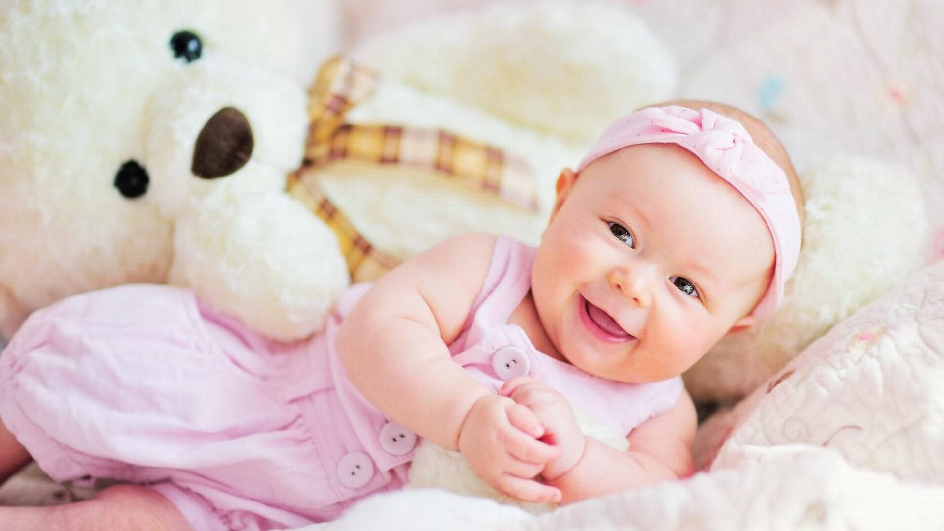 Very Cute Baby Wearing Pink Dress Background