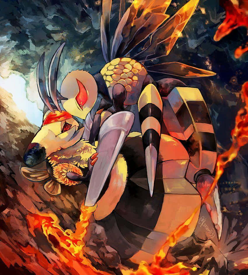 Vespiquen And Beedrill Hugging Background