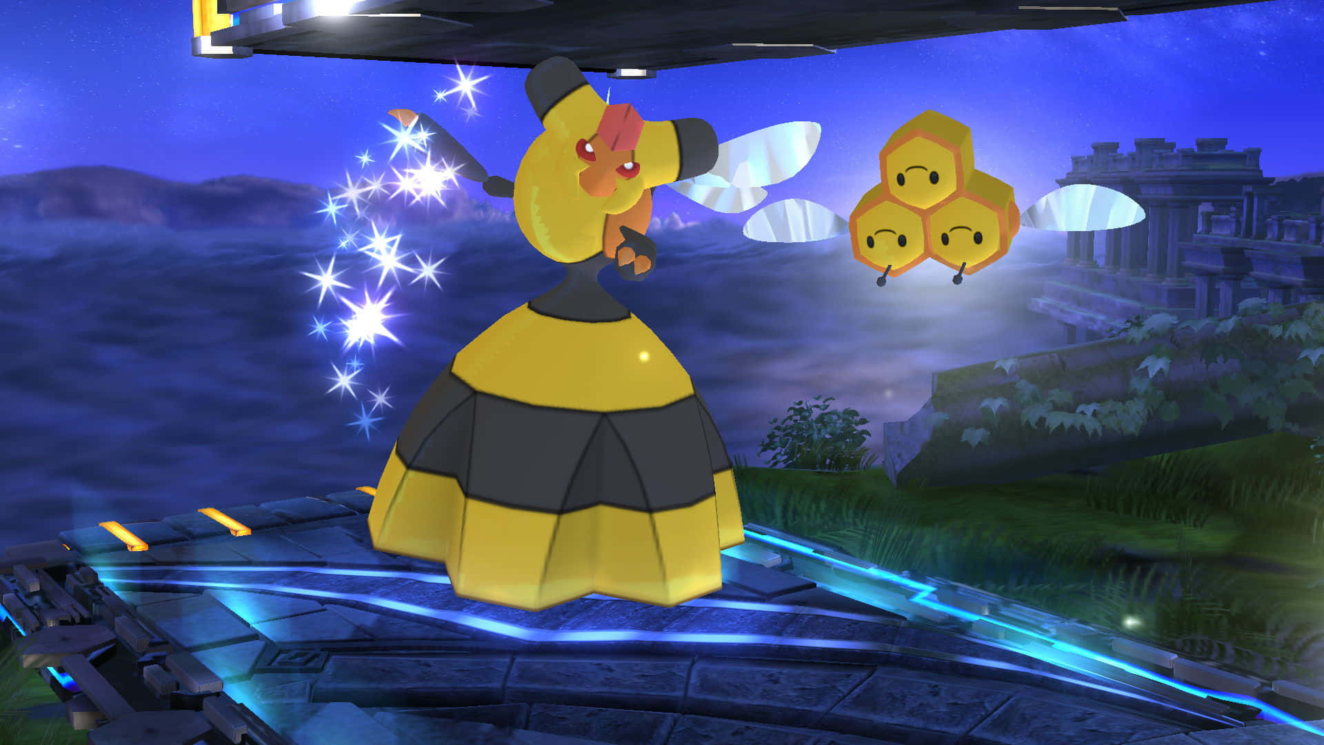 Vespiquen And Combee With Sparkly Blue Backdrop Background