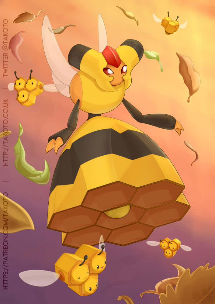 Vespiquen And Combee Yellow Aesthetic Phone Background