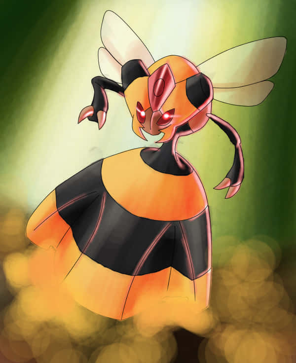 Vespiquen Hovering With A Green Backdrop Phone Background