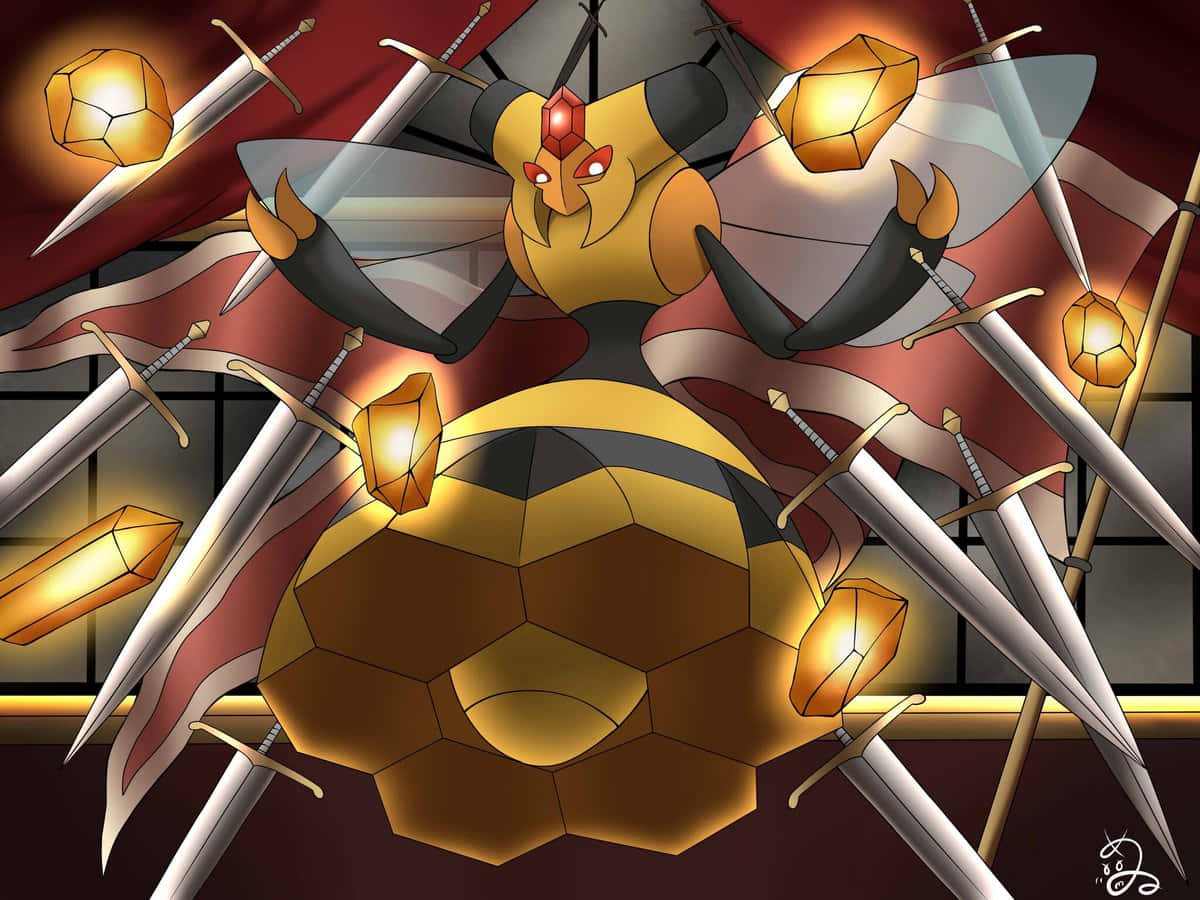 Vespiquen Preparing To Strike With Swords And Stones Background