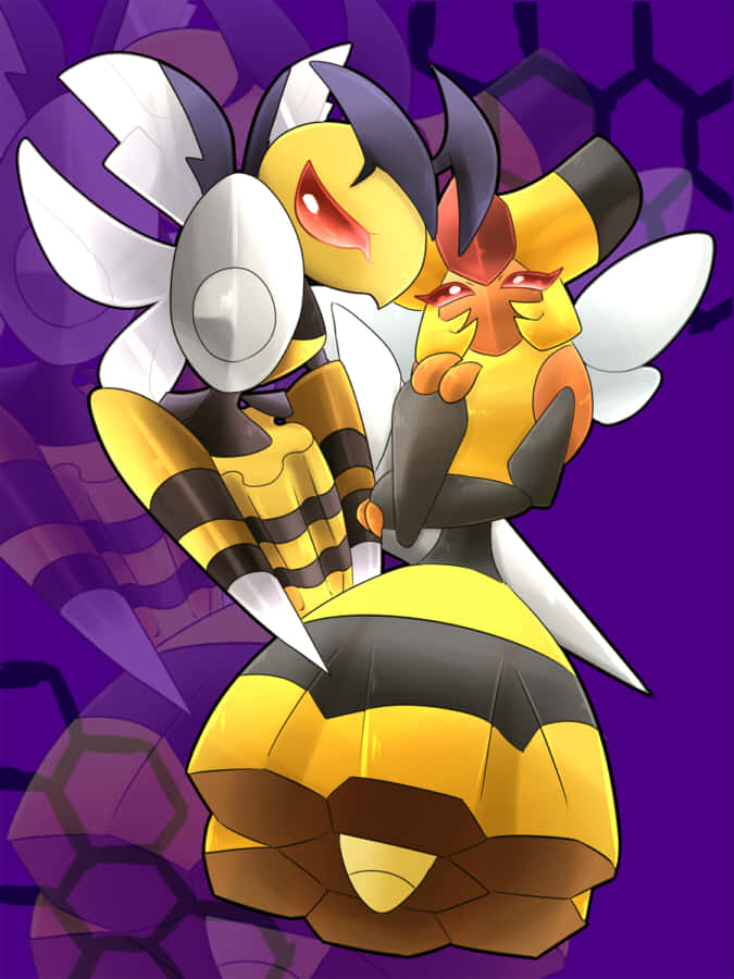 Vespiquen With Beedrill Purple Aesthetic Phone Background