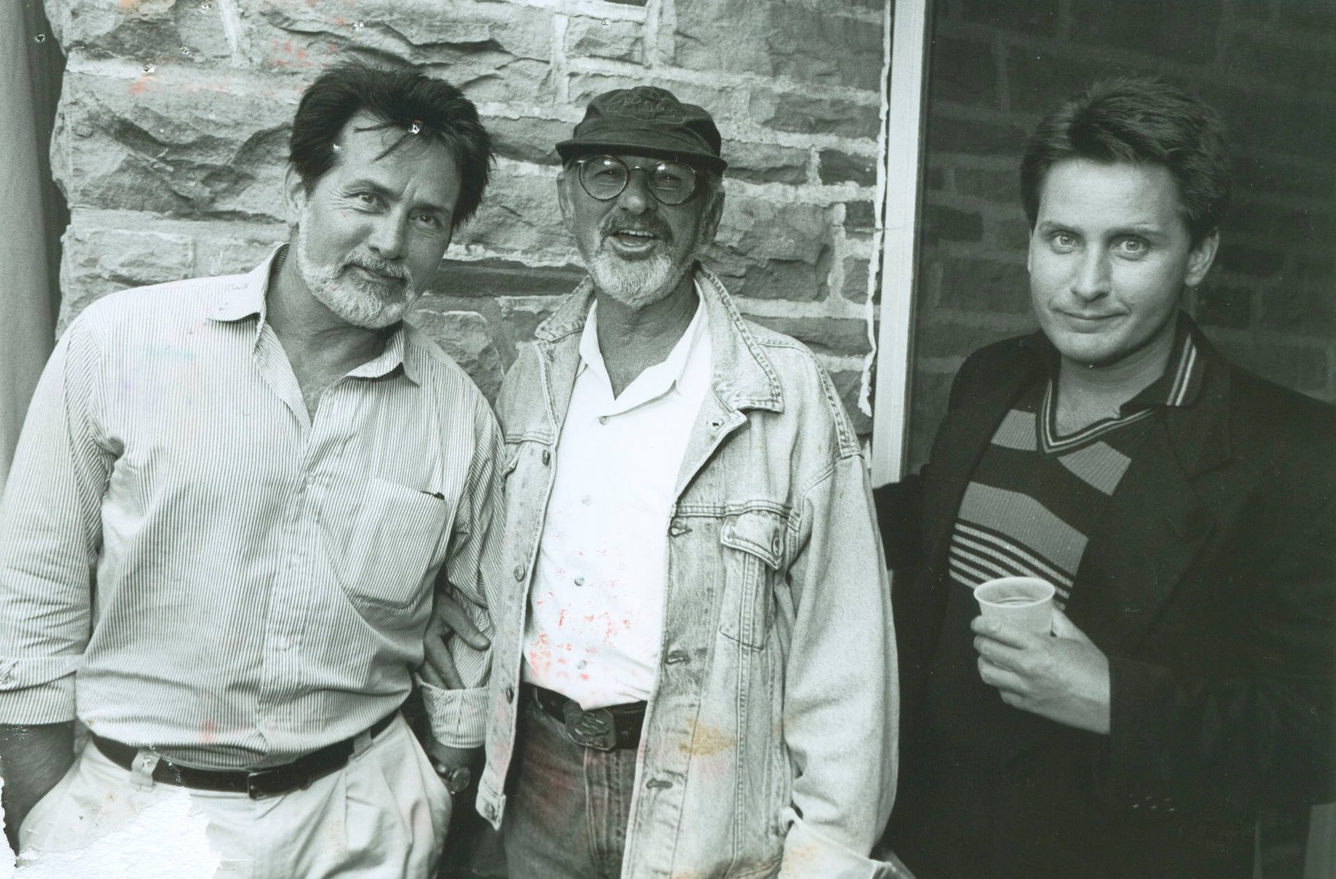 Veteran Actor Martin Sheen Posing With Norman Jewison And Emilio Estevez.