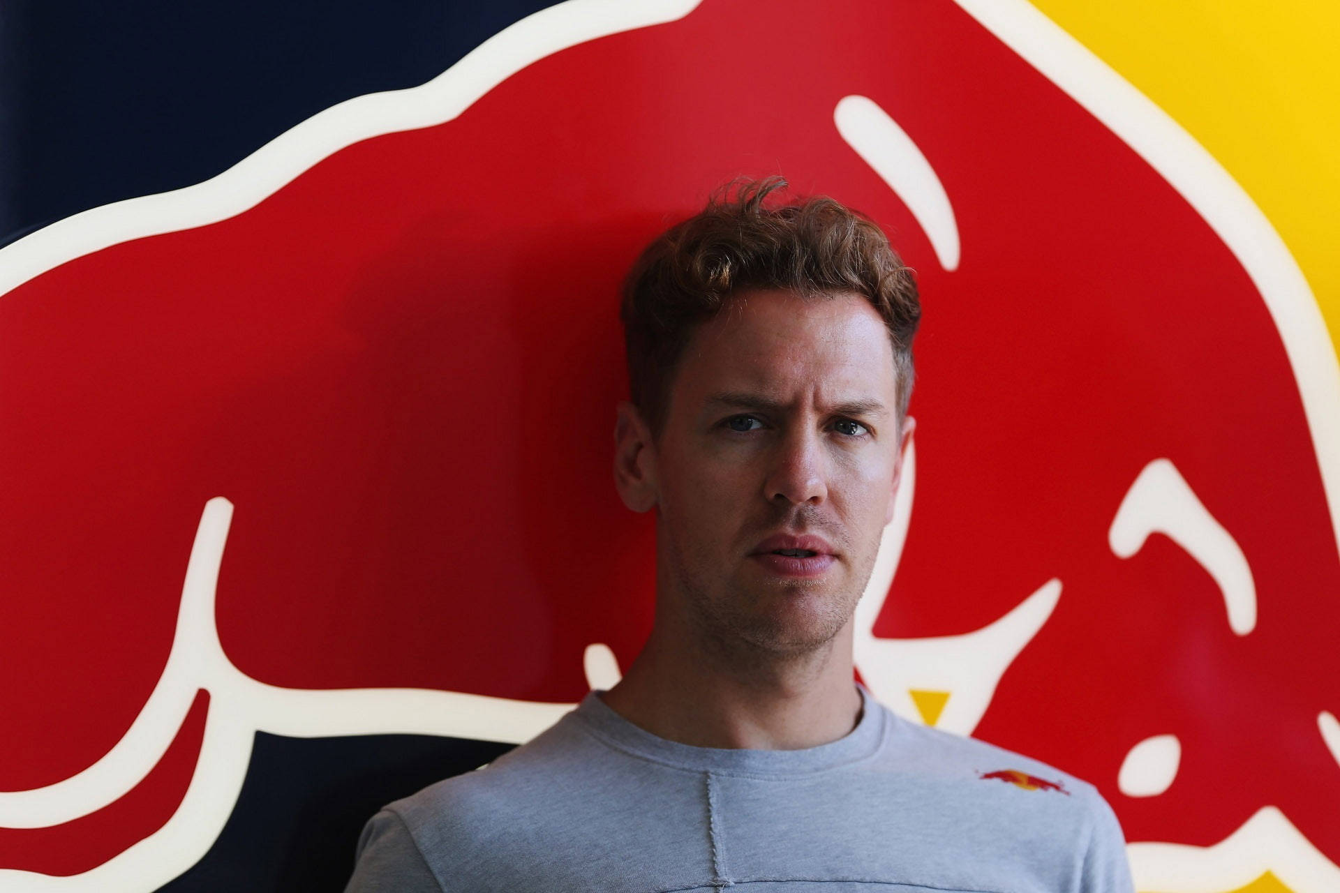 Vettel Portrait Red Bull Logo Background