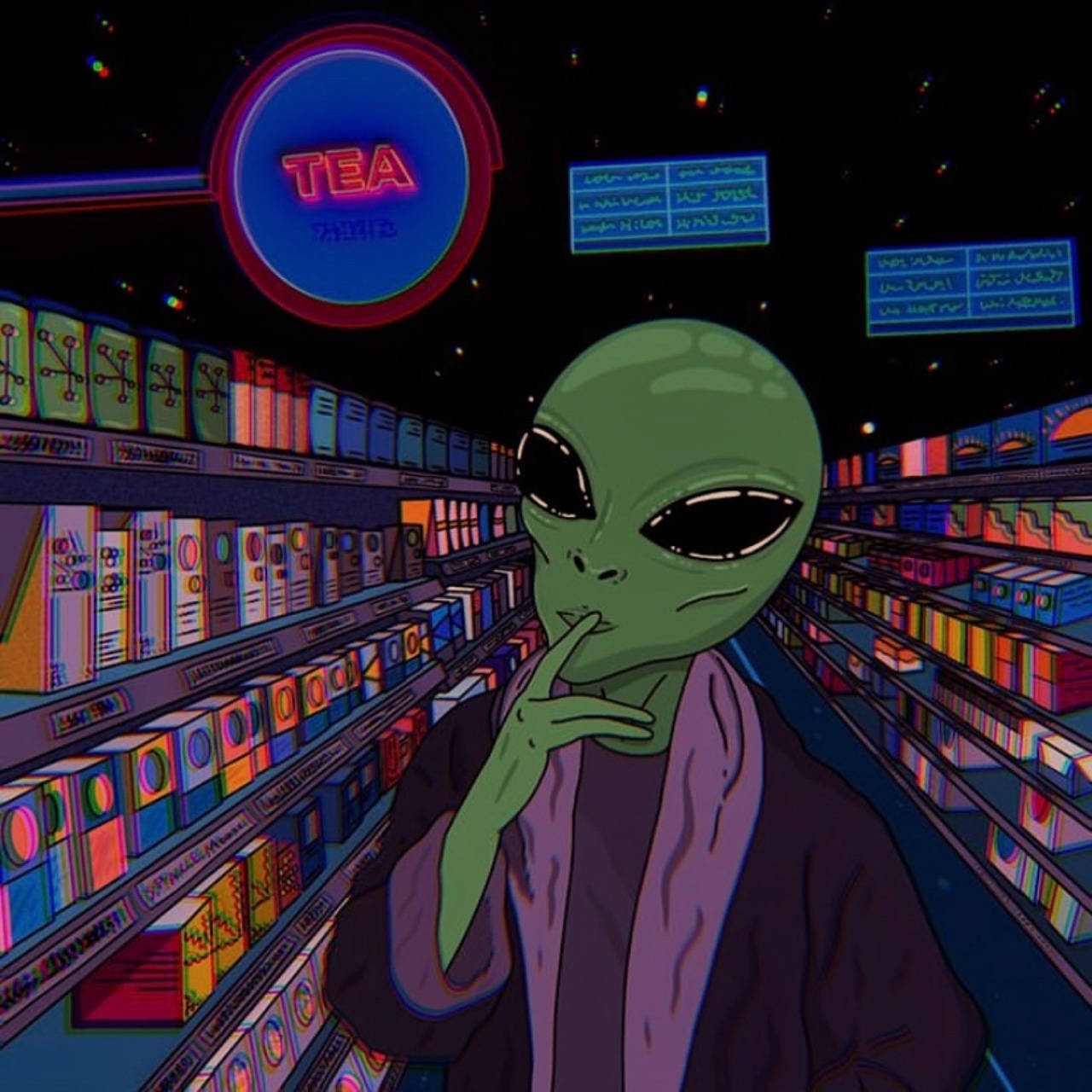 Vibey Alien Groceries Background