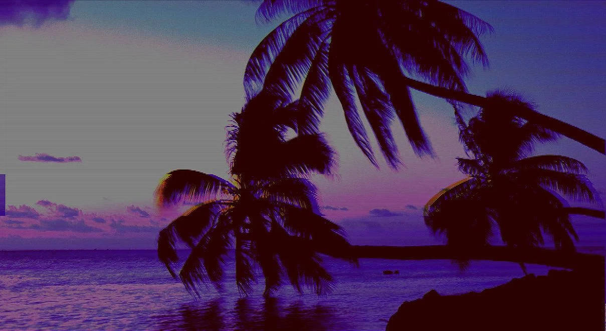 Vibey Neon 80's Island Background