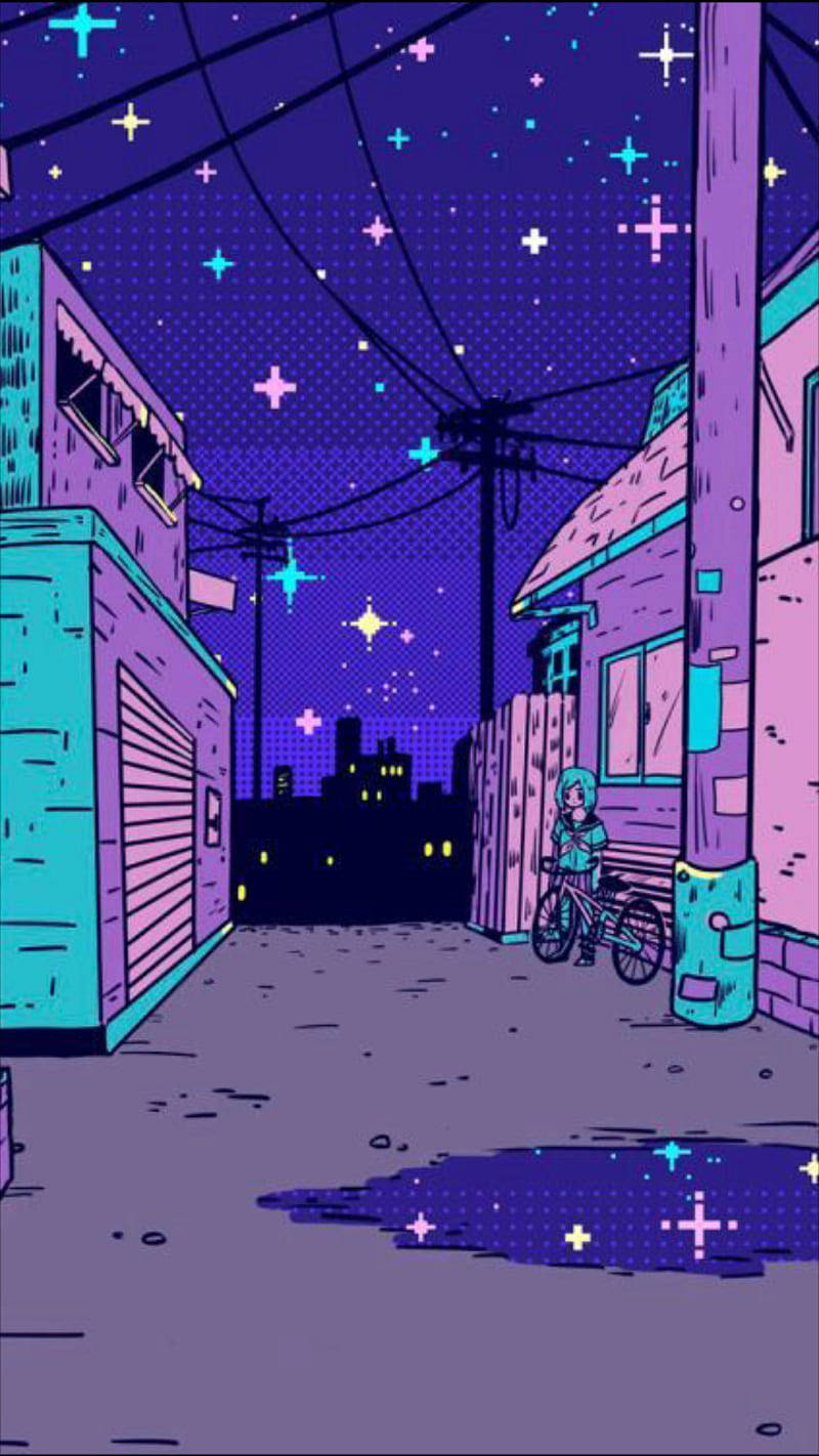 Vibey Neon Purple Cartoon Background
