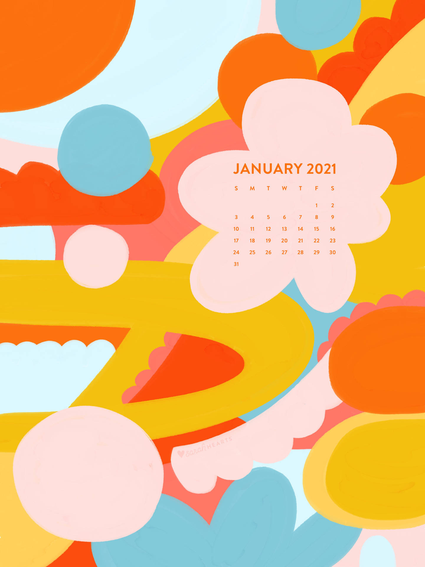 Vibrant 2021 Yearly Calendar Image