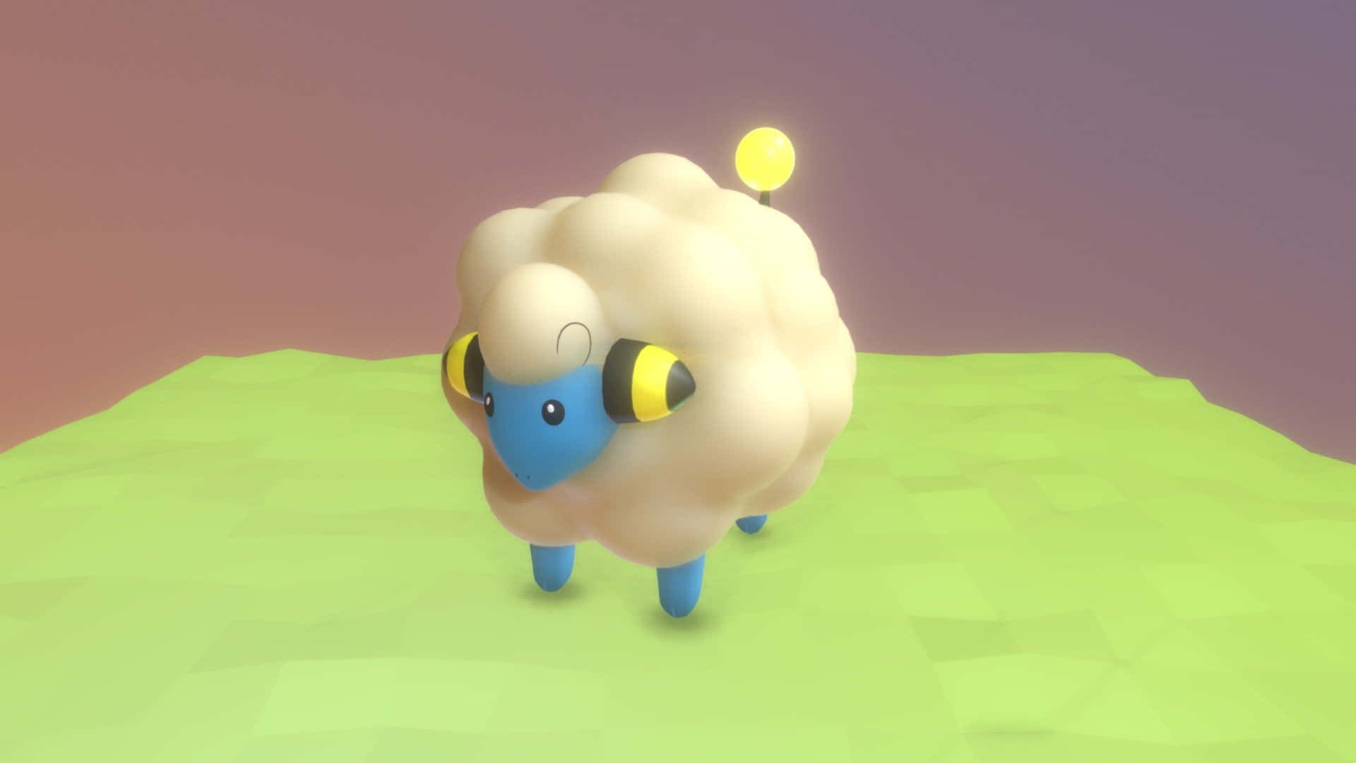Vibrant 3d Model Of Mareep - Pokemon Evolution Art Background