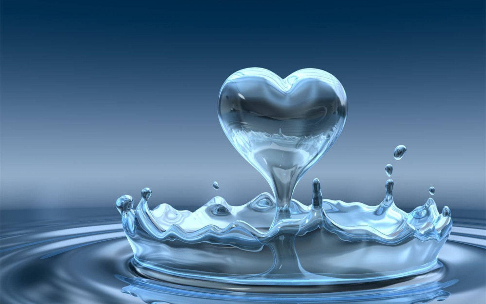 Vibrant 3d Waters In Heart Shape Background