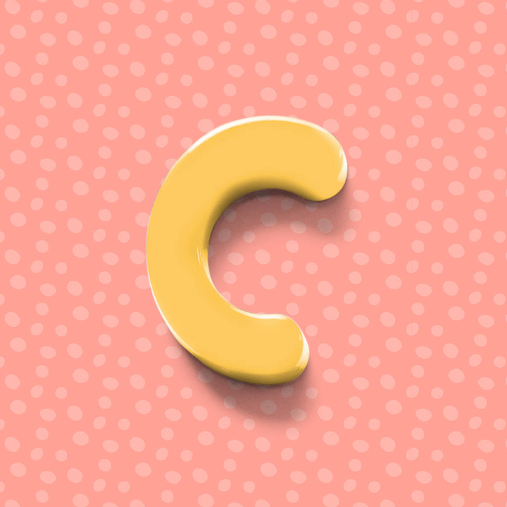 Vibrant 3d Yellow Letter C
