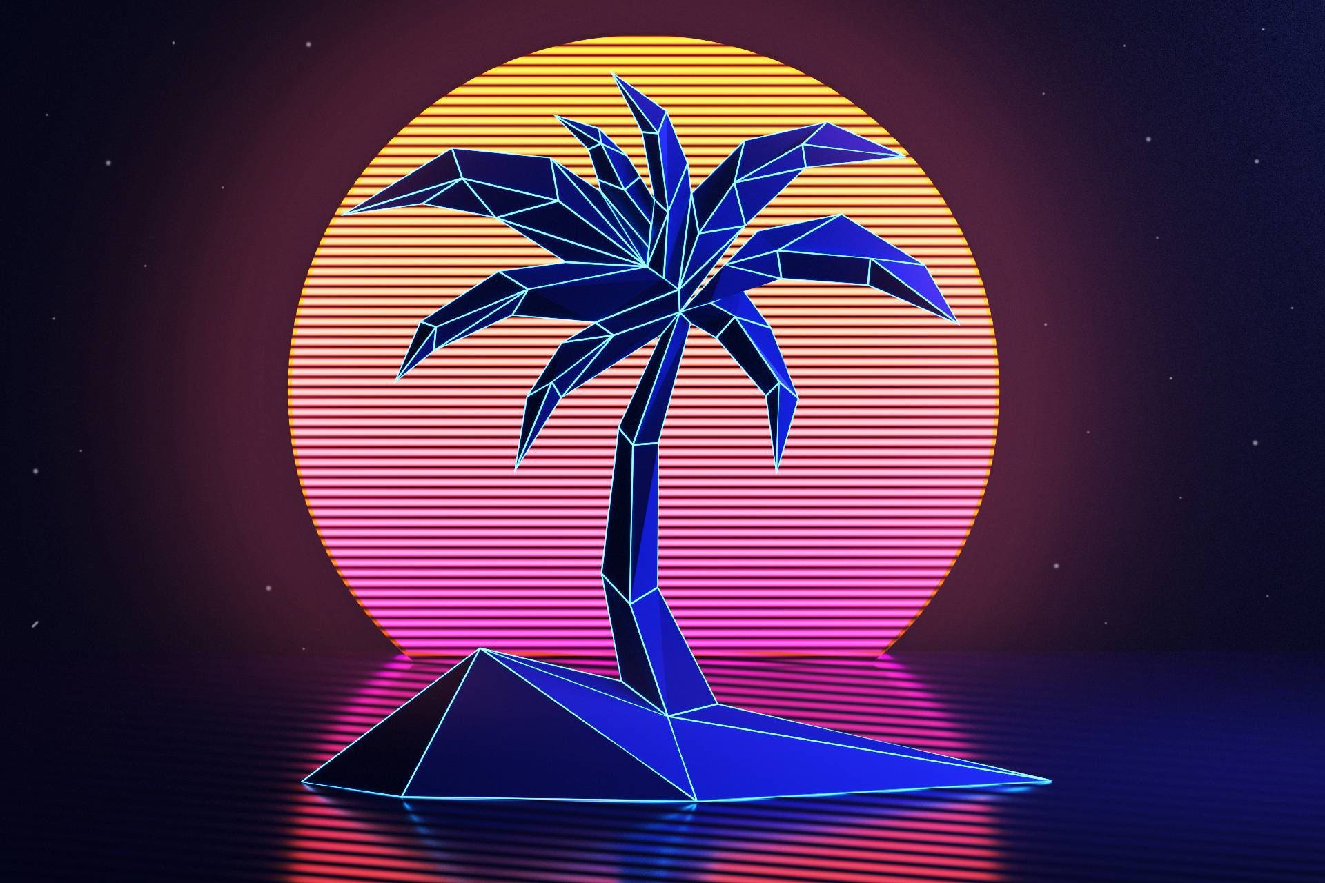 Vibrant 80s Retro Synthwave Design Background