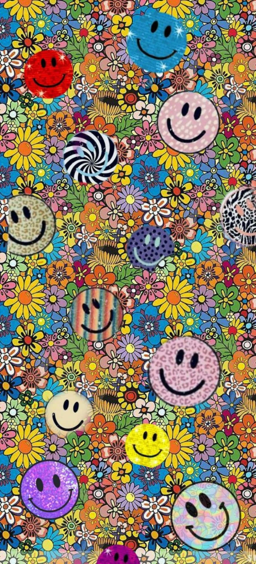 Vibrant Aesthetic Smiley Face Background