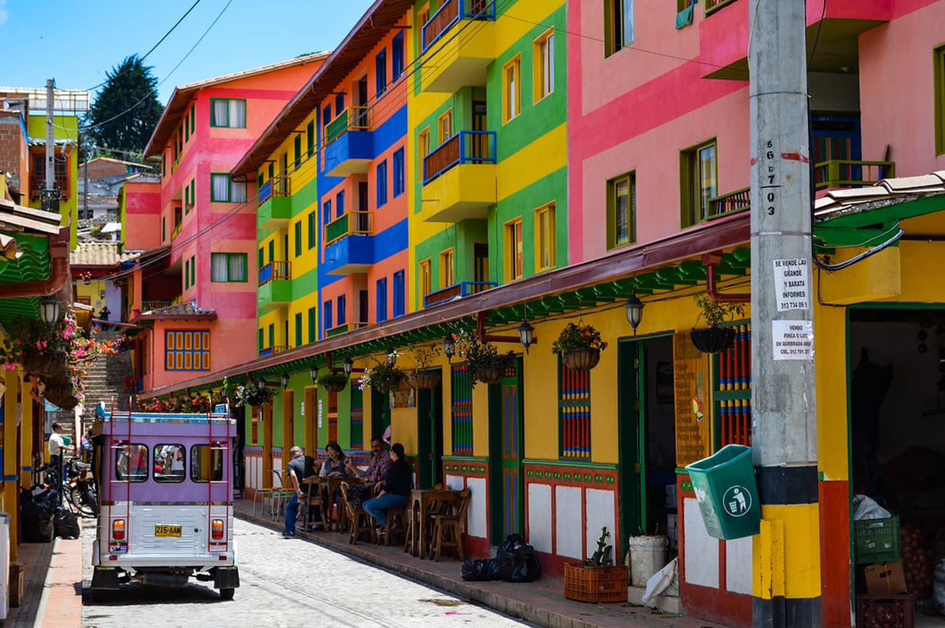 Vibrant And Colorful Buildings In Colombia Background