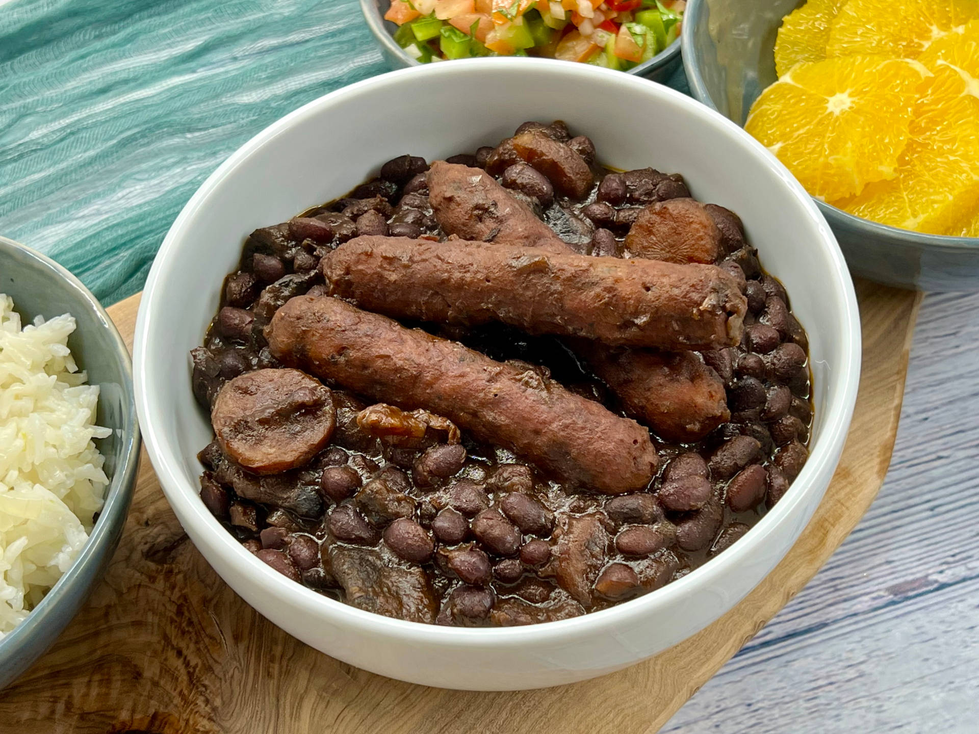 Vibrant And Hearty Vegan Feijoada - Brazilian Black Bean Stew Background