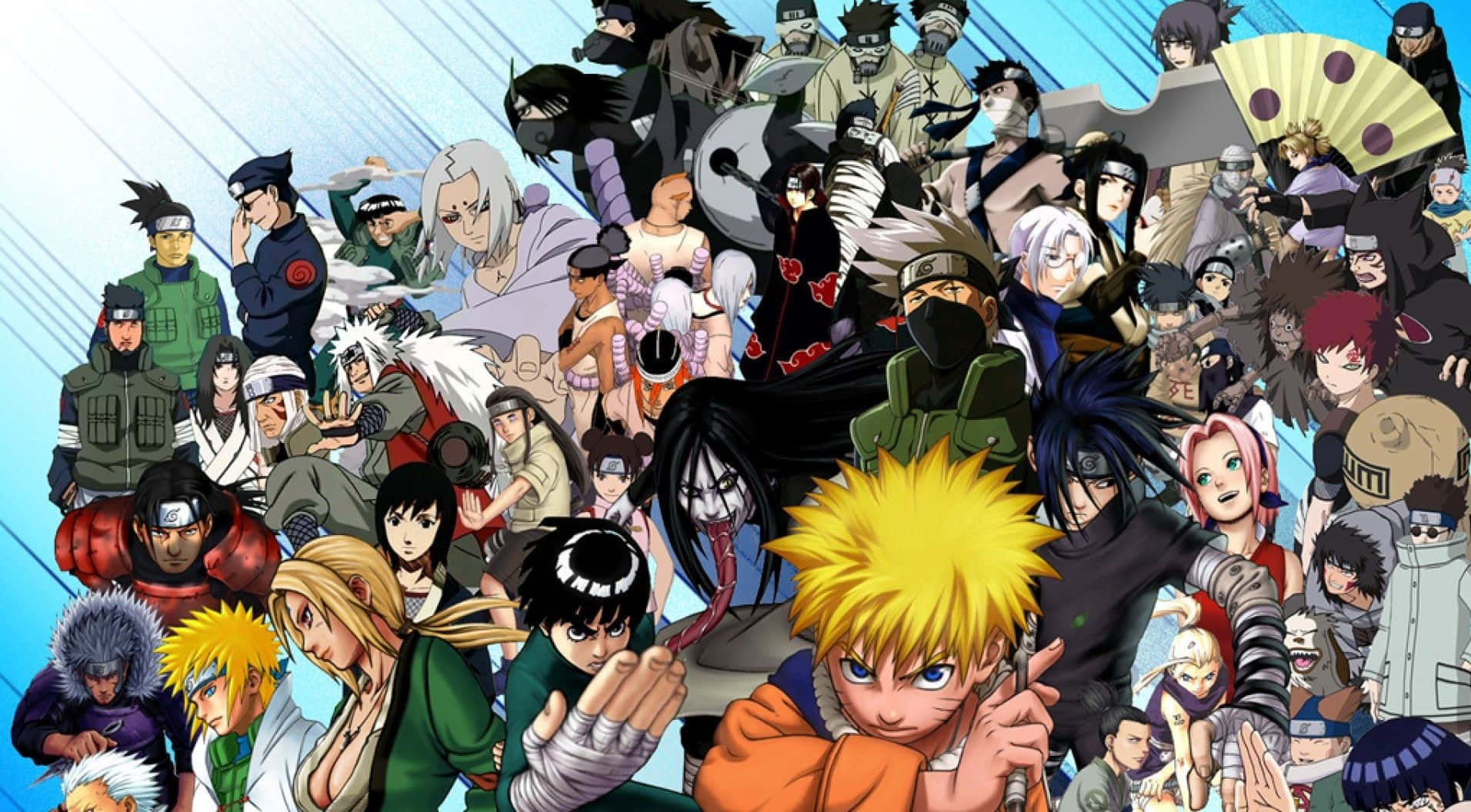 Vibrant Anime Collage Showcasing Iconic Characters Background
