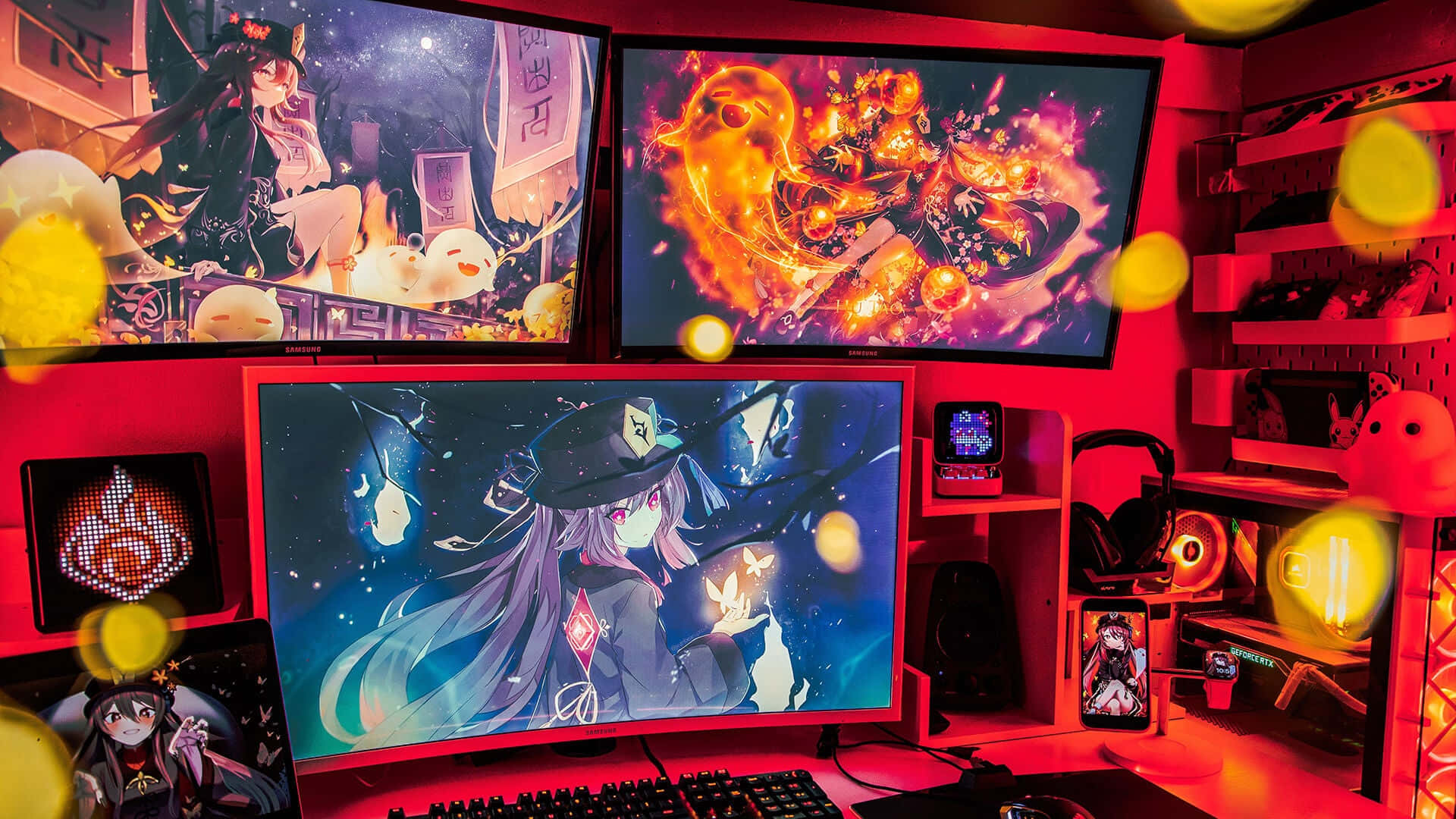 Vibrant_ Anime_ Gaming_ Setup Background