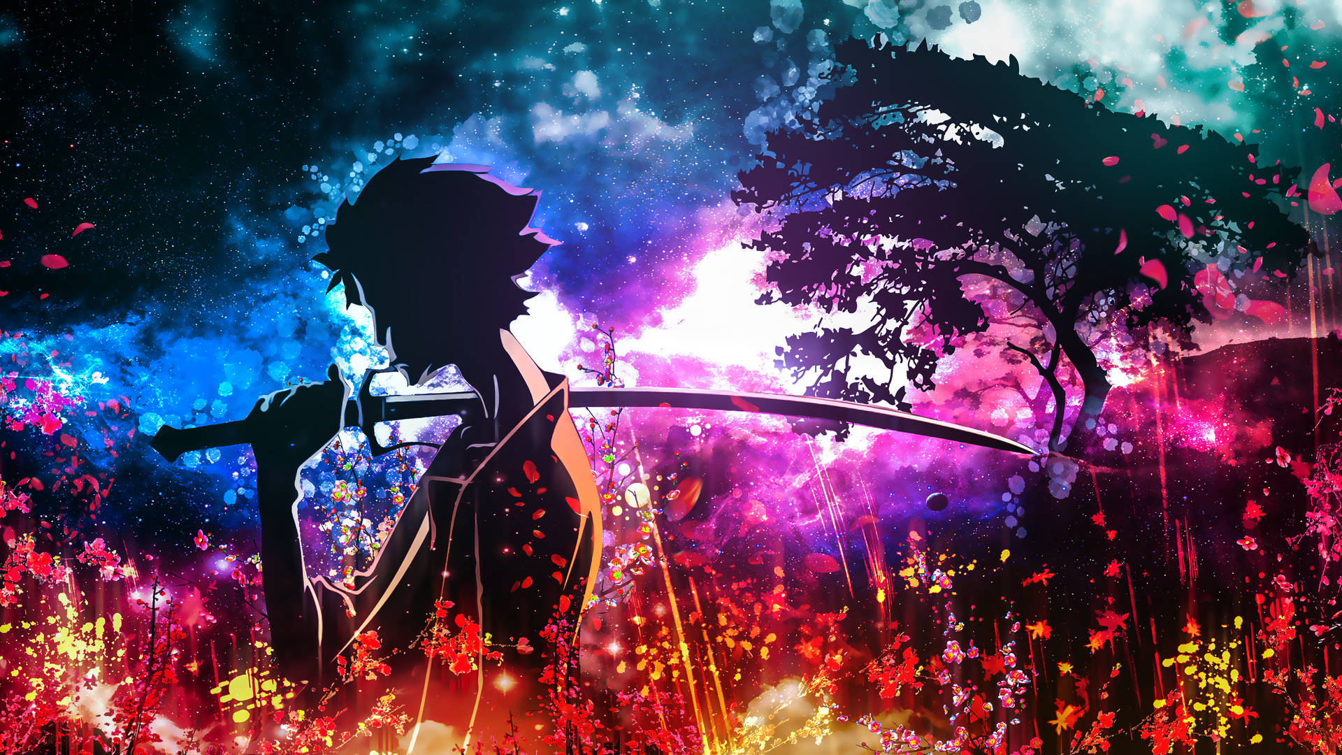 Vibrant Anime Samurai Background