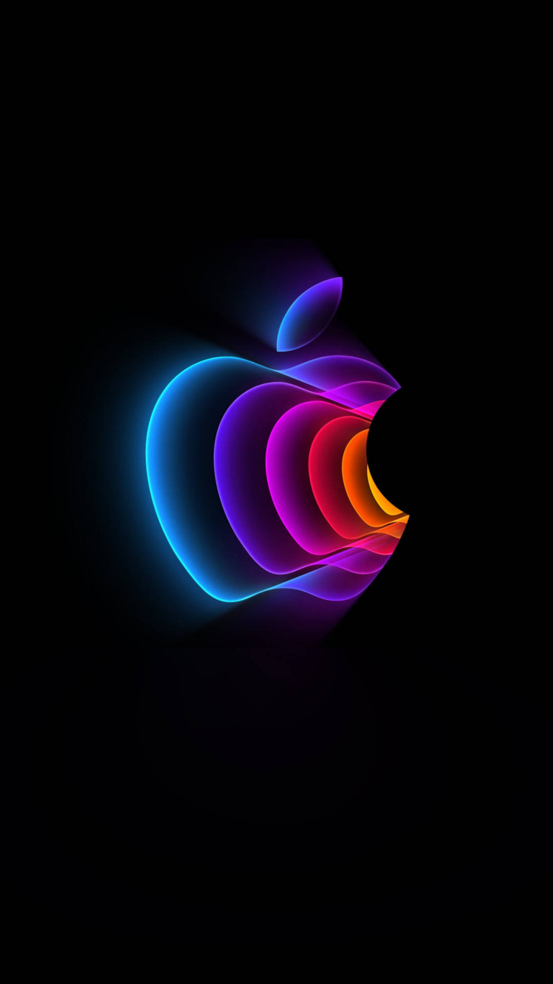 Vibrant Apple Logo Embraced By Solid Black Background Background