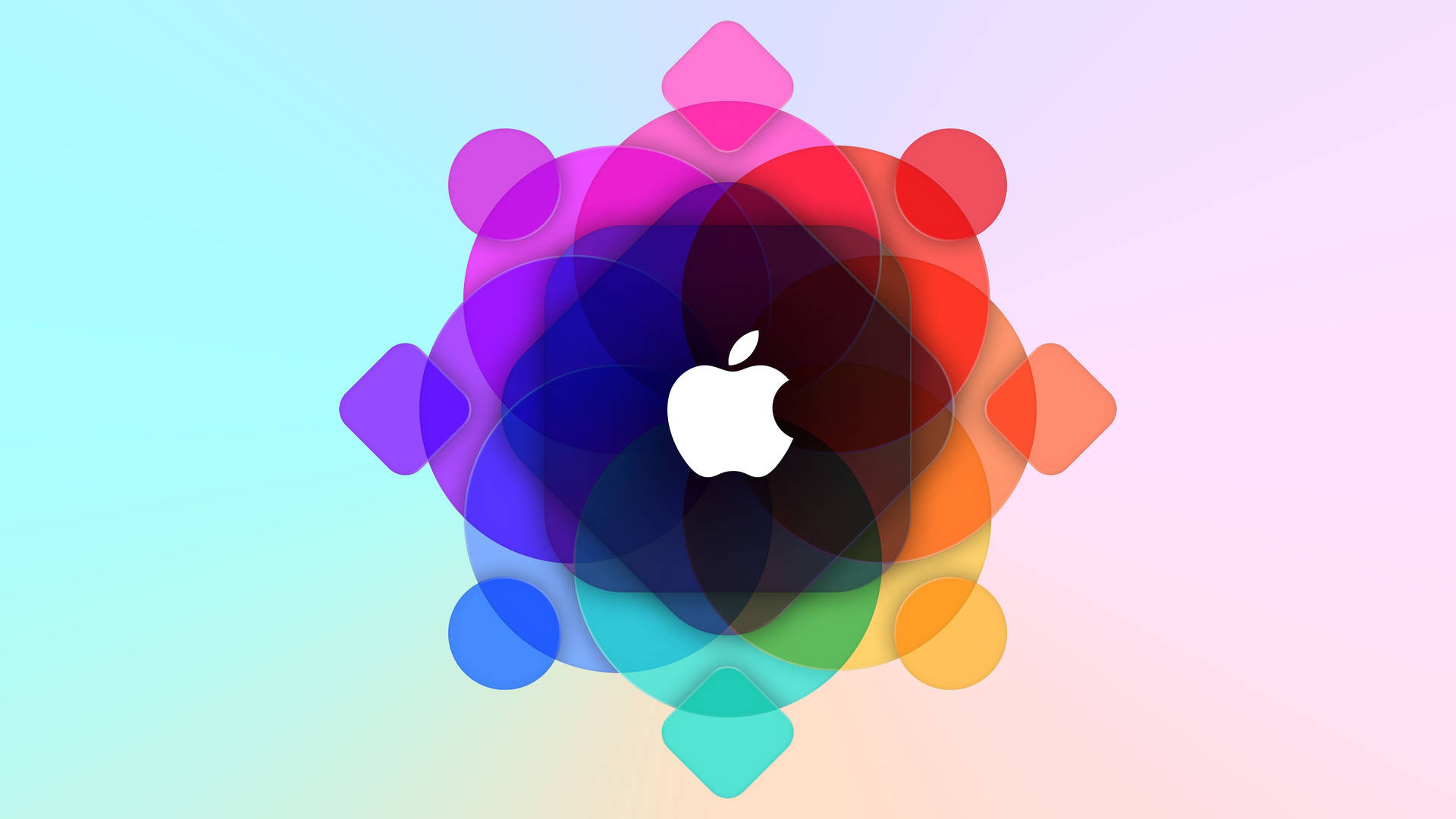 Vibrant Apple Logo With Spheres Background