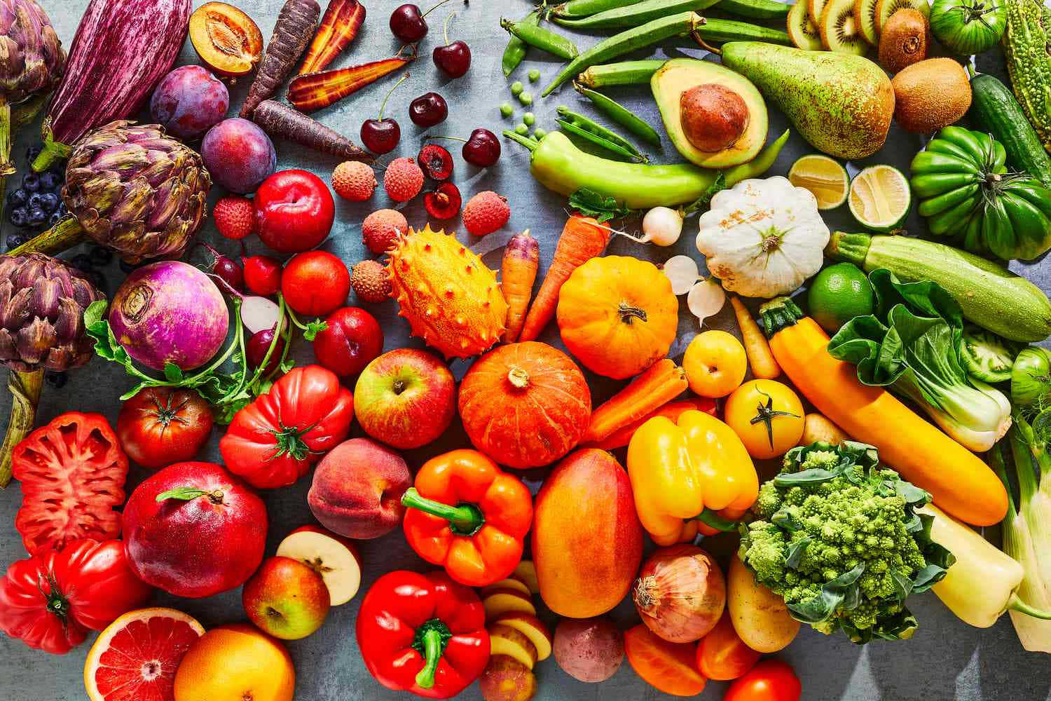 Vibrant Assortment Of Fresh Vegetables And Fruits