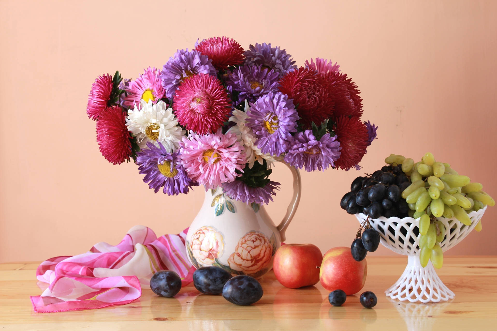 Vibrant Asters Bouquet In Elegant Vase