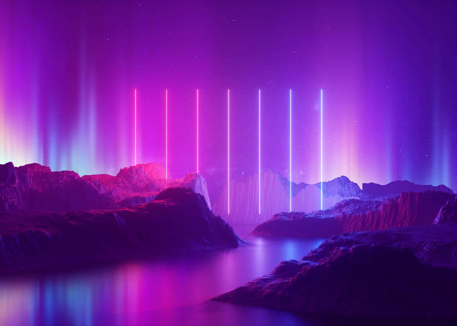 Vibrant Aurora Landscape Background