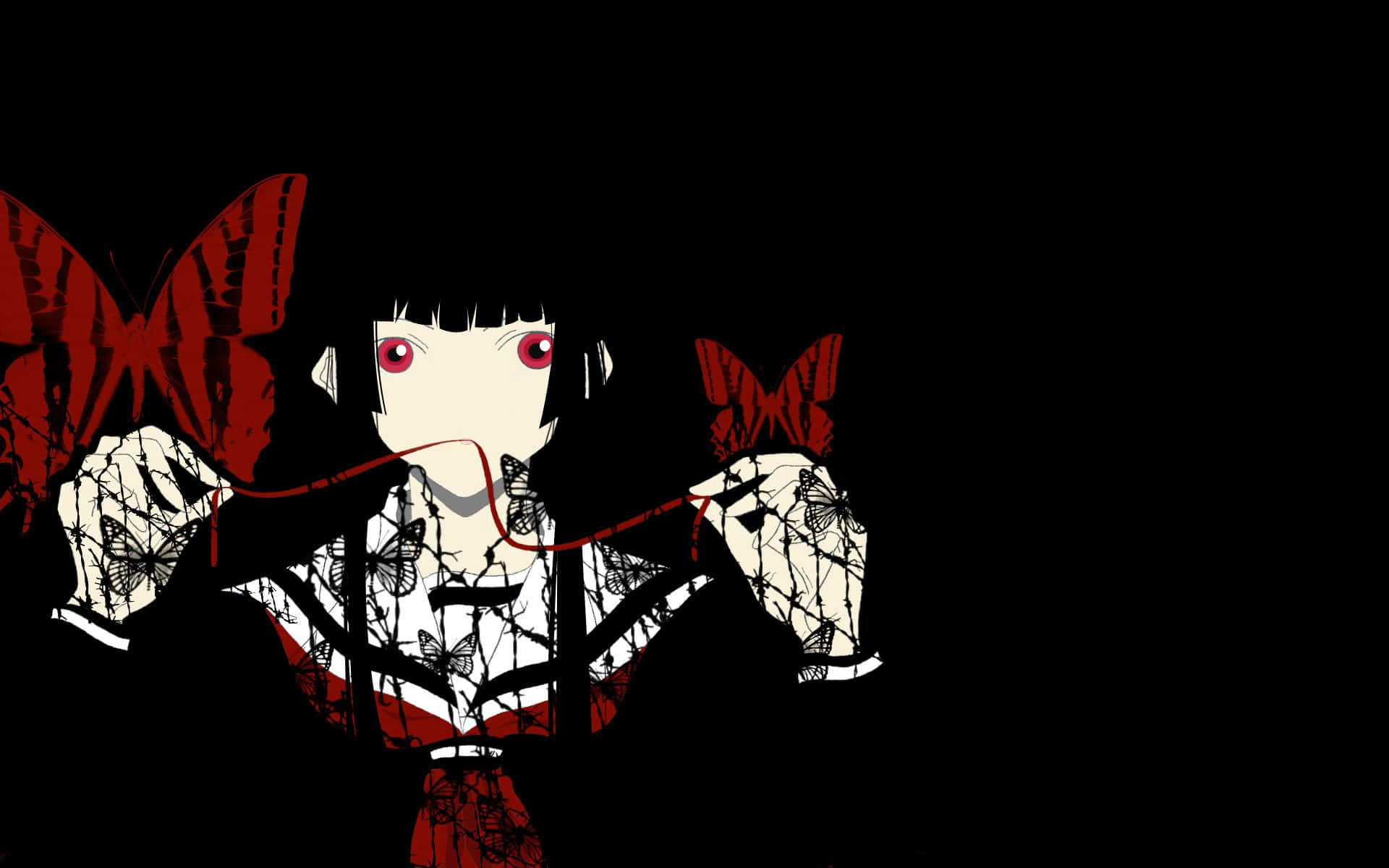 Vibrant Black And Red Anime Scene Background
