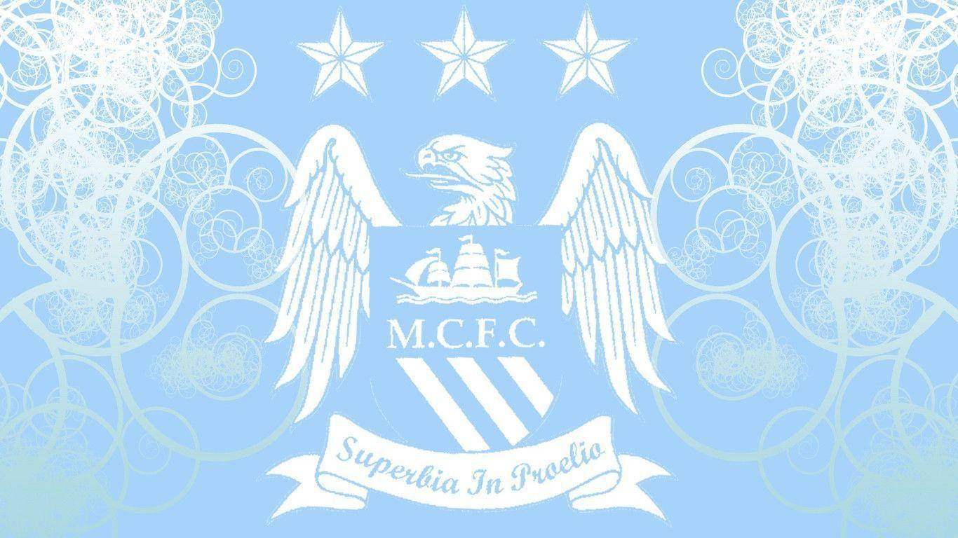 Vibrant Blue Aesthetic Of Manchester City Fc Logo Background