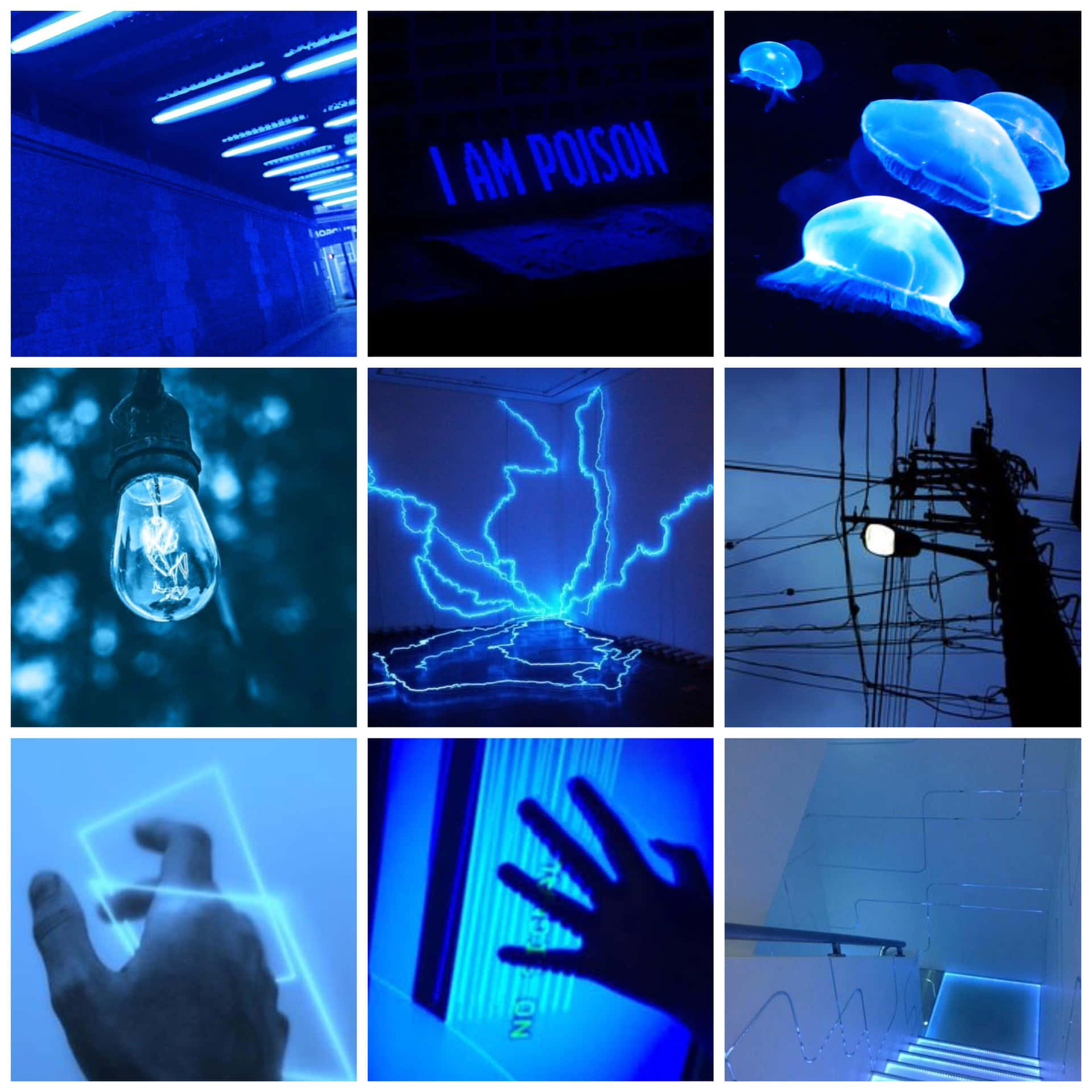 Vibrant Blue Collage With Modern Art And Geometric Shapes. Background