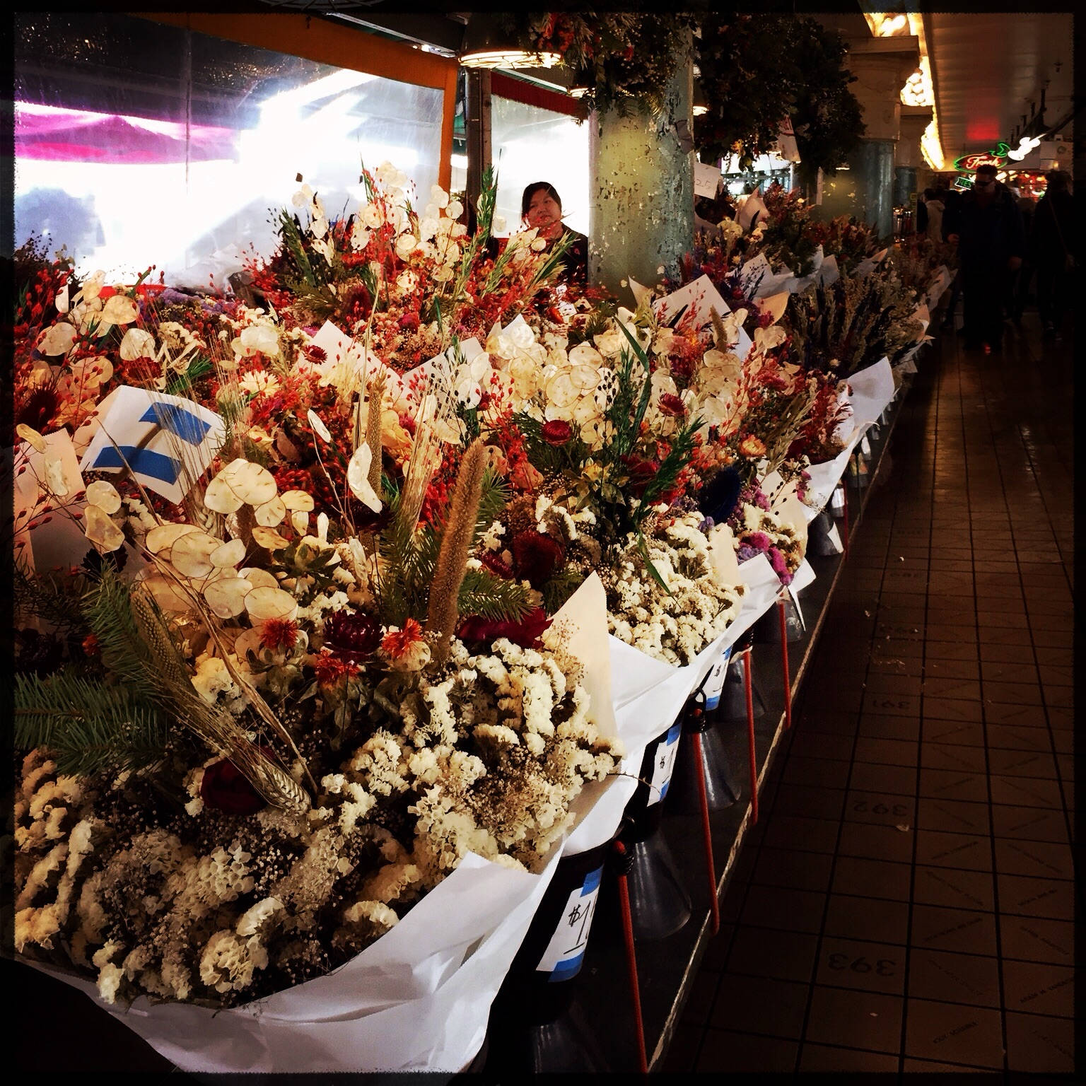 Vibrant Bouquets At Pike Place Market Background