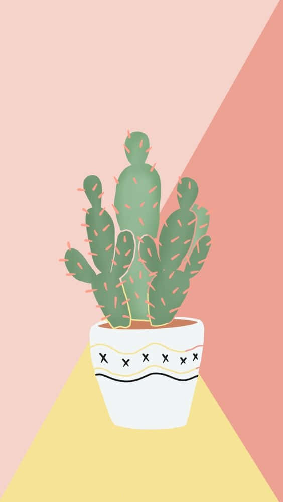 Vibrant Cactus Charm - An Iphone Wallpaper Background