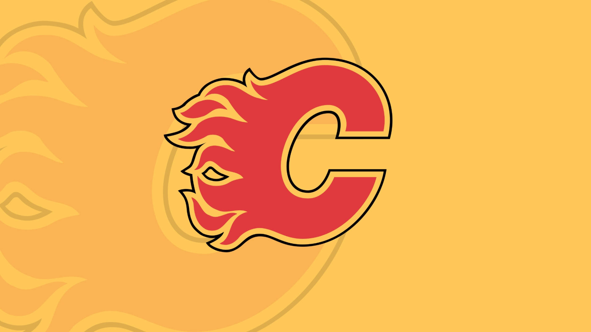 Vibrant Calgary Flames Logo In Intense Yellow And Red Background