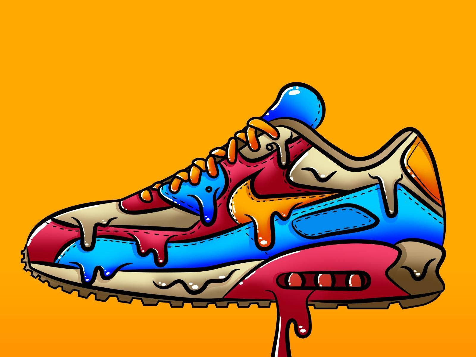 Vibrant Cartoon Sneaker Illustration Background