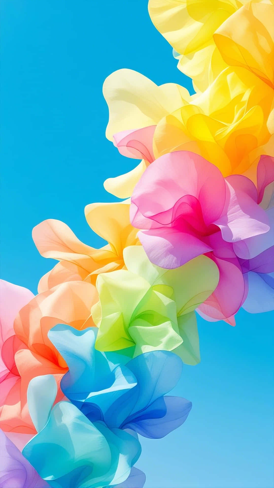 Vibrant Cascade Of Translucent Colorful Forms Background