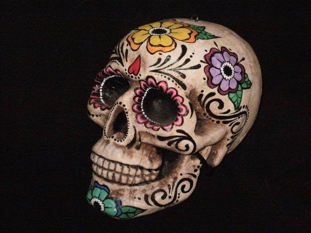 Vibrant Celebration Of Life And Death - Day Of The Dead Skull Art Background