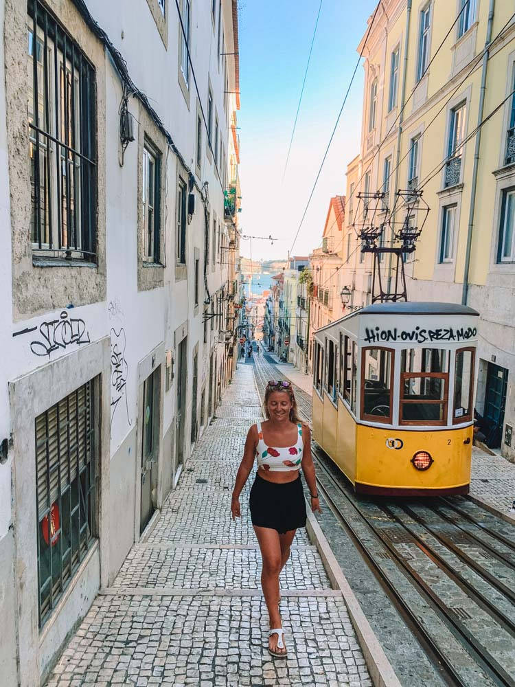 Vibrant City Life In Lisbon Background