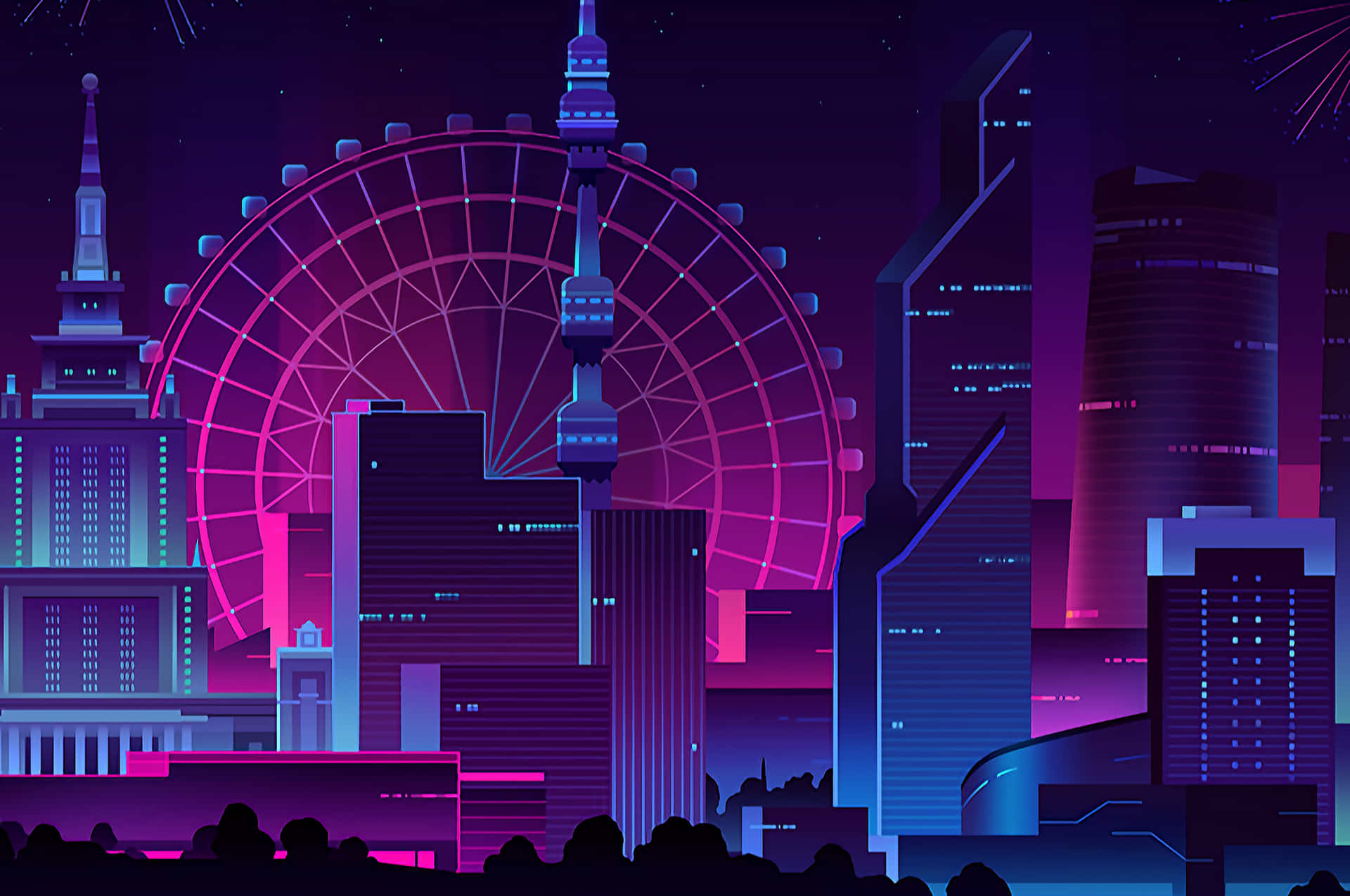 Vibrant City Pixel Art Background