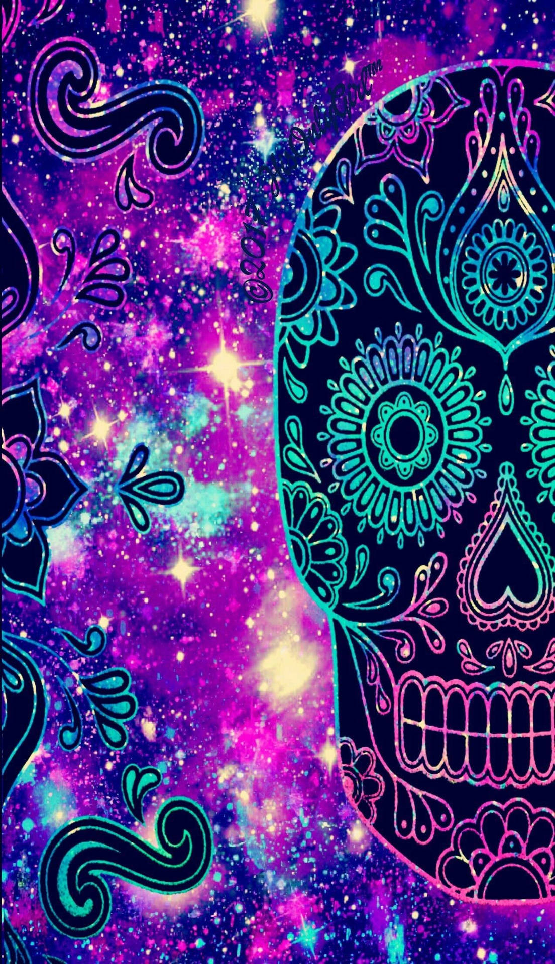 Vibrant Color Palette Reviving A Skull Background